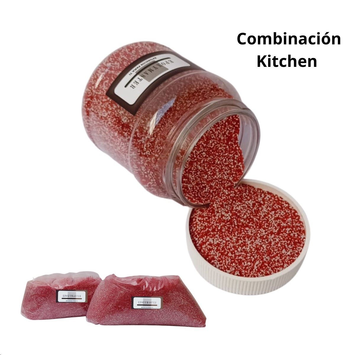KIT TODO INCLUIDO ARENA DE CUARZO 5M2 COLOR ROJO KITCHEN