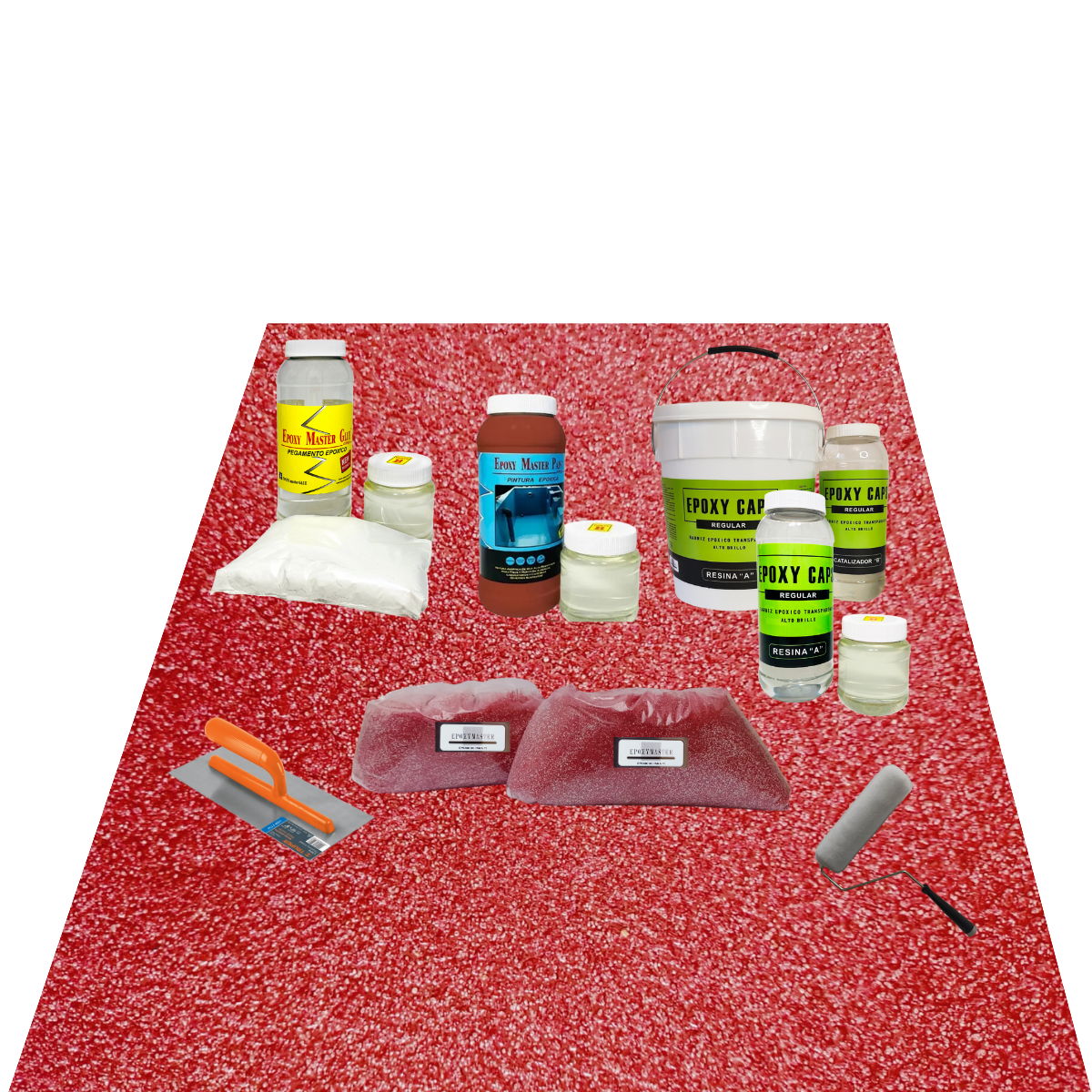 KIT TODO INCLUIDO ARENA DE CUARZO 5M2 COLOR ROJO KITCHEN