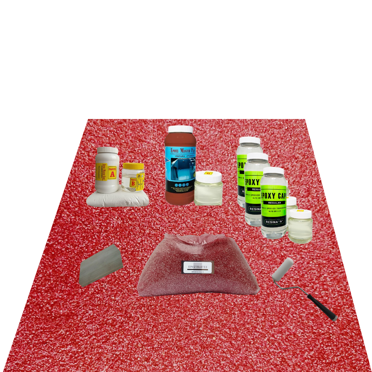 KIT TODO INCLUIDO ARENA DE CUARZO 3M2 COLOR ROJO KITCHEN