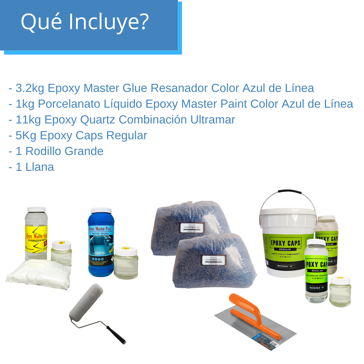 KIT TODO INCLUIDO ARENA DE CUARZO 5M2 COLOR AZUL ULTRAMAR
