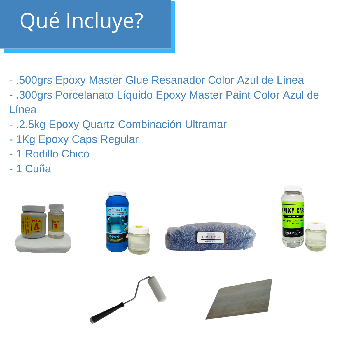 KIT TODO INCLUIDO ARENA DE CUARZO 1M2 COLOR AZUL ULTRAMAR