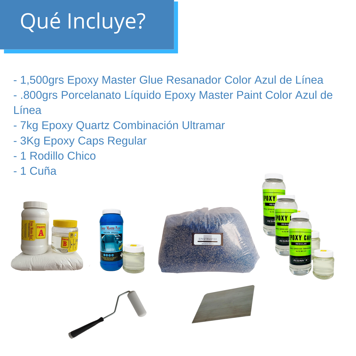 KIT TODO INCLUIDO ARENA DE CUARZO 3M2 COLOR AZUL ULTRAMAR