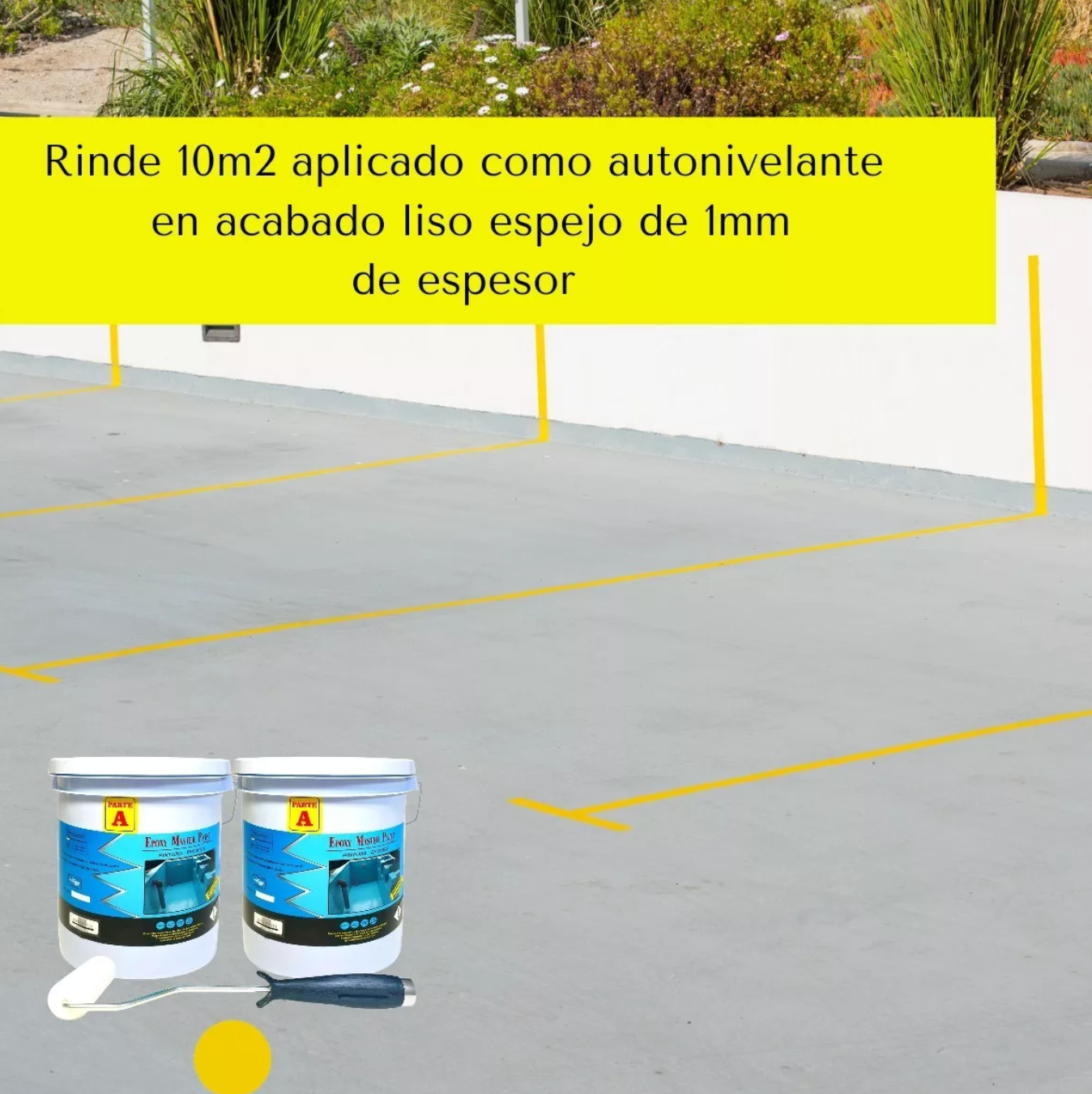 Pintura Amarillo Tráfico Para Concreto 10 kgs Rodillo Gratis
