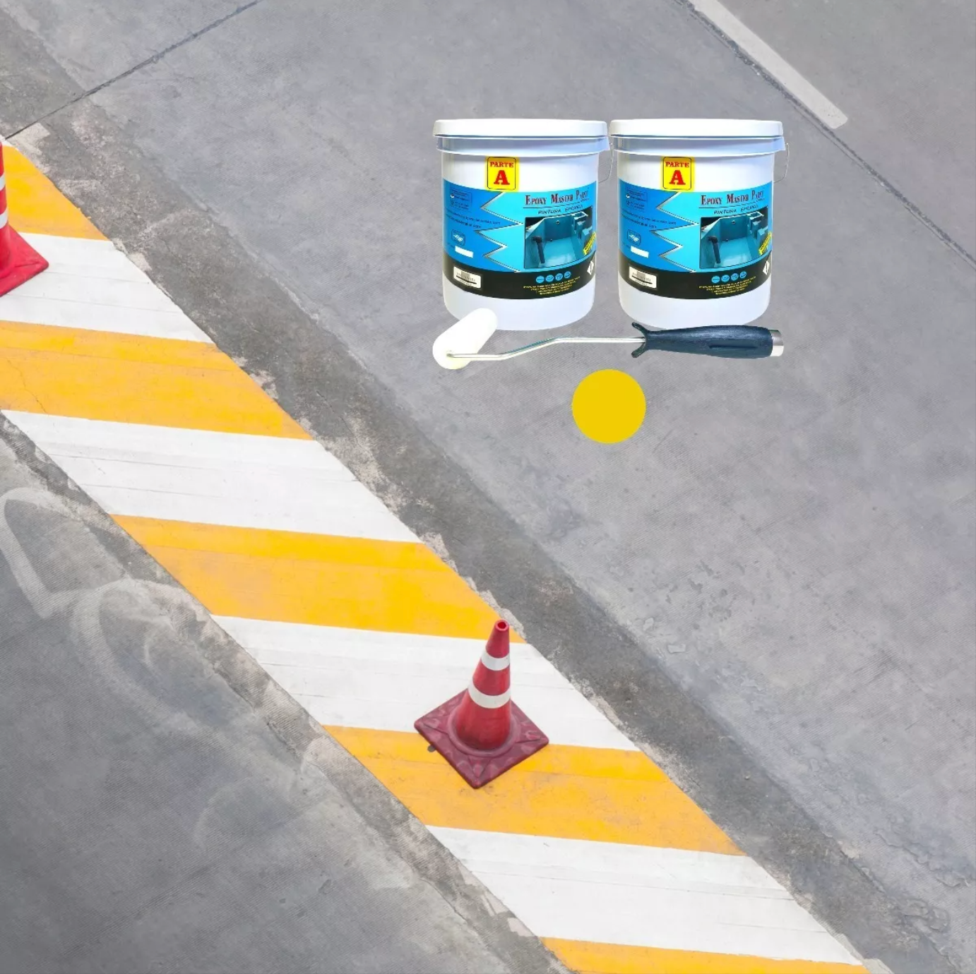 Pintura Amarillo Tráfico Para Concreto 10 kgs Rodillo Gratis