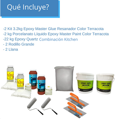 KIT CUARZO TODO INCLUIDO 10M2  COLOR  ROJO KITCHEN