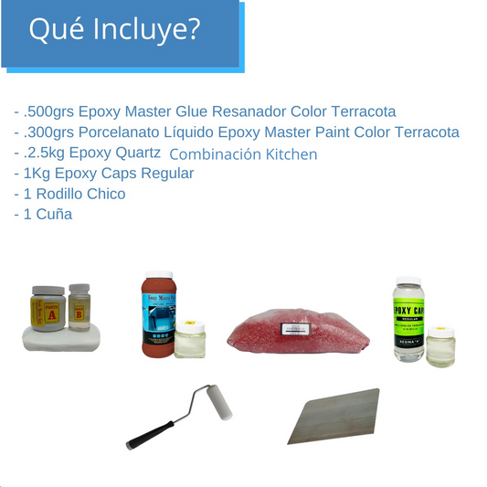 KIT  TODO INCLUIDO ARENA DE CUARZO 3M2 COLOR ROJO KITCHEN