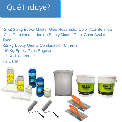 KIT TODO INCLUIDO CUARZO  10M2 COLOR AZUL  ULTRAMAR