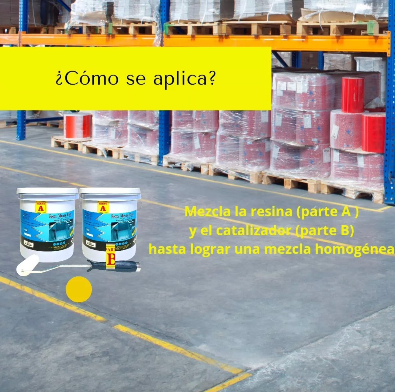 Pintura Amarillo Tráfico Para Concreto 10 kgs Rodillo Gratis