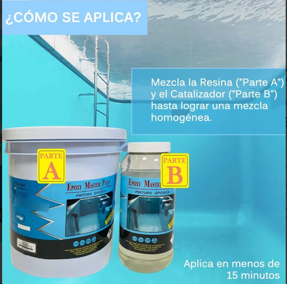 Pintura Epóxica Premium para Albercas | Alta Adherencia, SIN SOLVENTES ,Resistencia Química y Acabado Profesional de Larga Duración – Epoxymaster