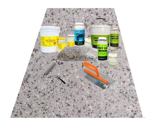 Porcelanato Líquido Kit Todo Incluido Acabado Flakes 5m2 color piedra de rio